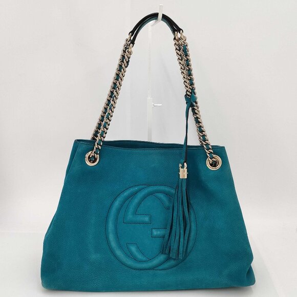 Gucci Handbags - Gucci Soho Chain Tote – Teal Pebbled Leather